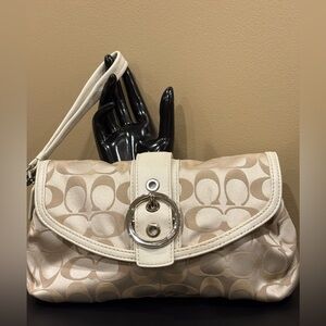 Coach Signature C Print Canvas and Leather Flap Clutch